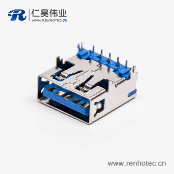 usb3.0母座接插件弯式dip四脚带鱼叉脚