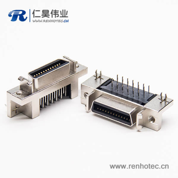 scsi接插件pcb封装弯头26针母头带鱼叉脚插PCB板